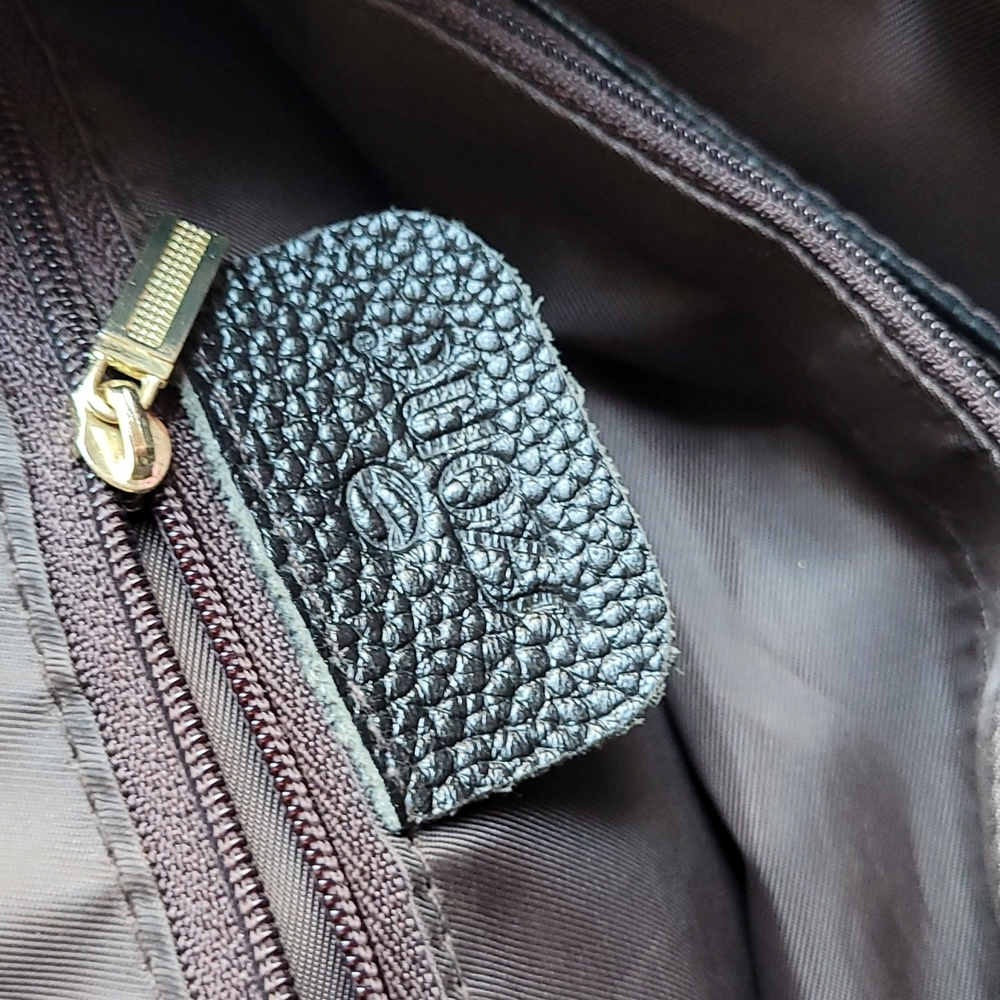 EUC Black Pebbled Leather w Gold Backpack - Picture 12 of 14